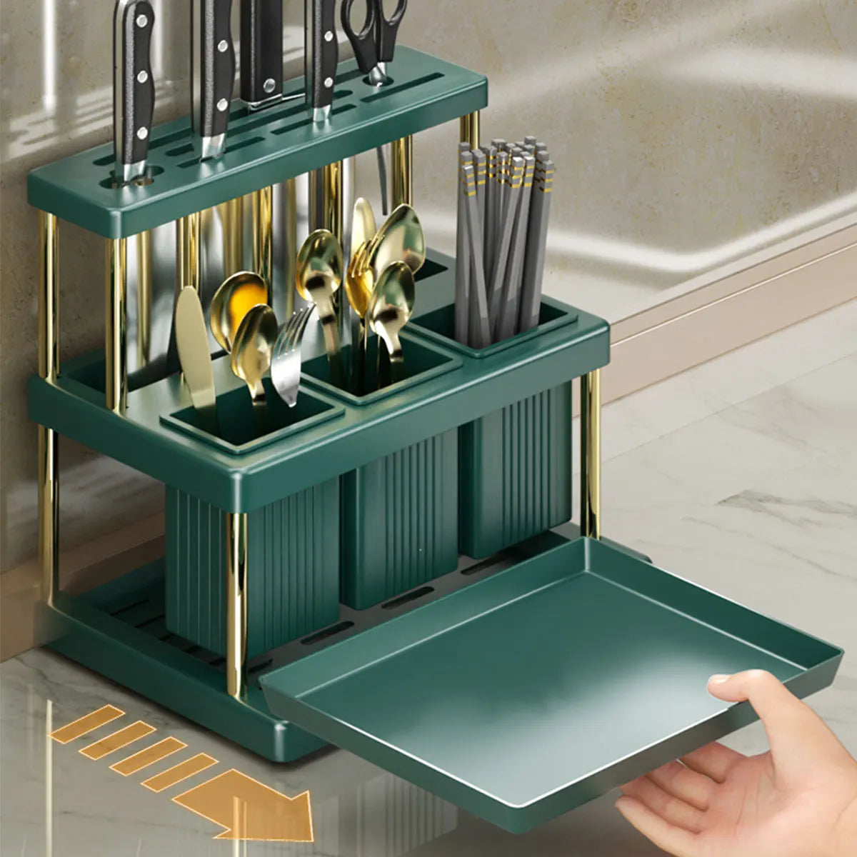 Knife Holder Multi-Function Cutter Cutlery Drainer Rack Pp