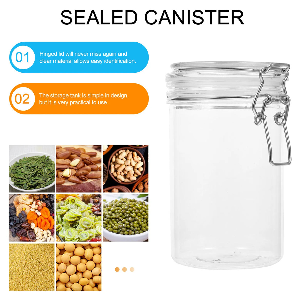 750ml Plastic Storage Canister Snacks Tea Coffee Beans