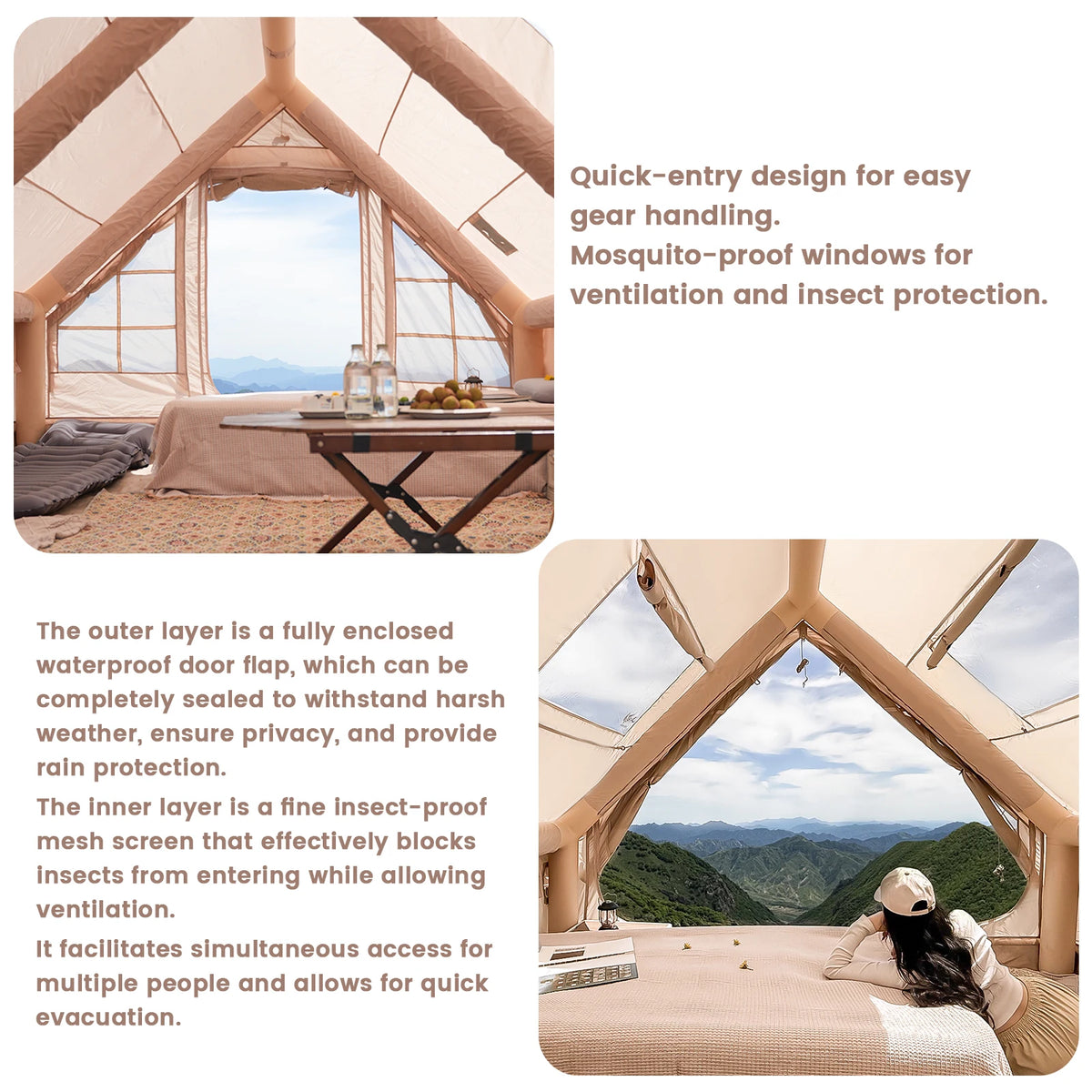 Pakicetus Inflatable Skylight Tent 4-6 Person Outdoor Family