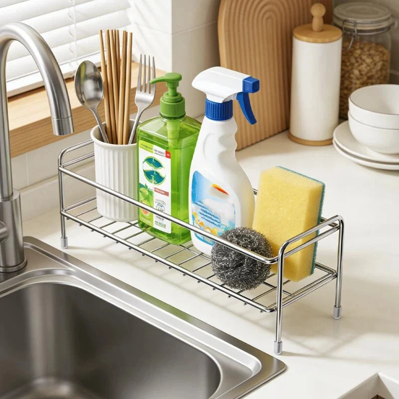 Countertop Organizer In Stainless Steel Dedicated Sponge Holder