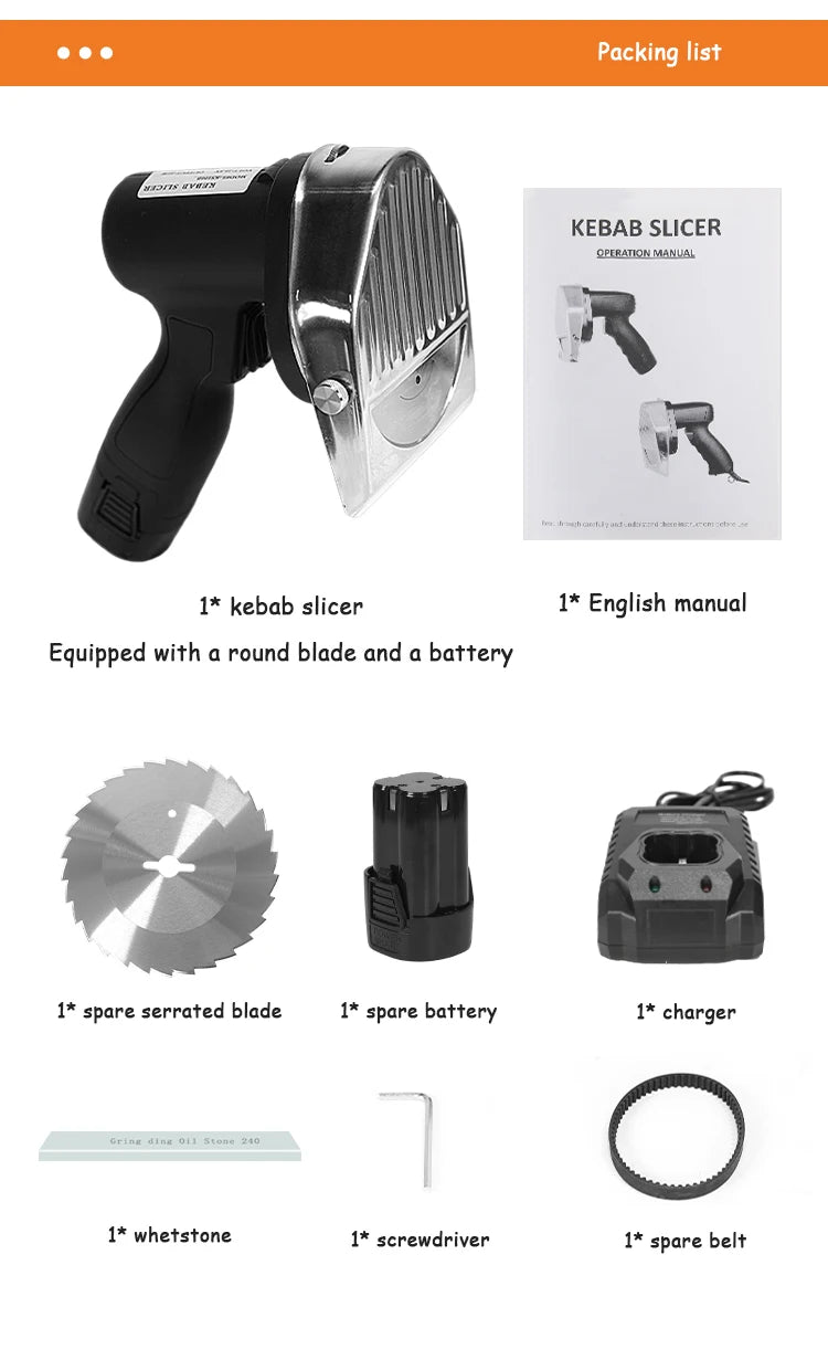 Battery Kebab Slicer Cordless Shawarma Doner Knife Battery