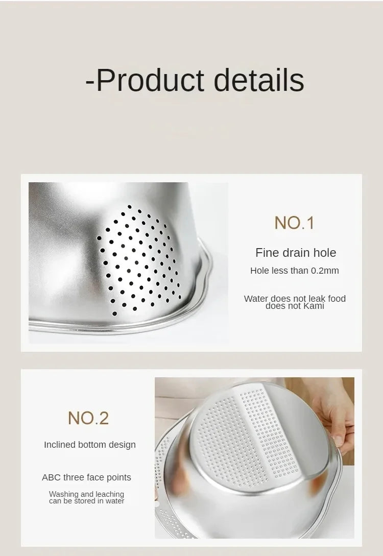 Rice Washer Strainer Bowl Stainless Steel 304 Rice