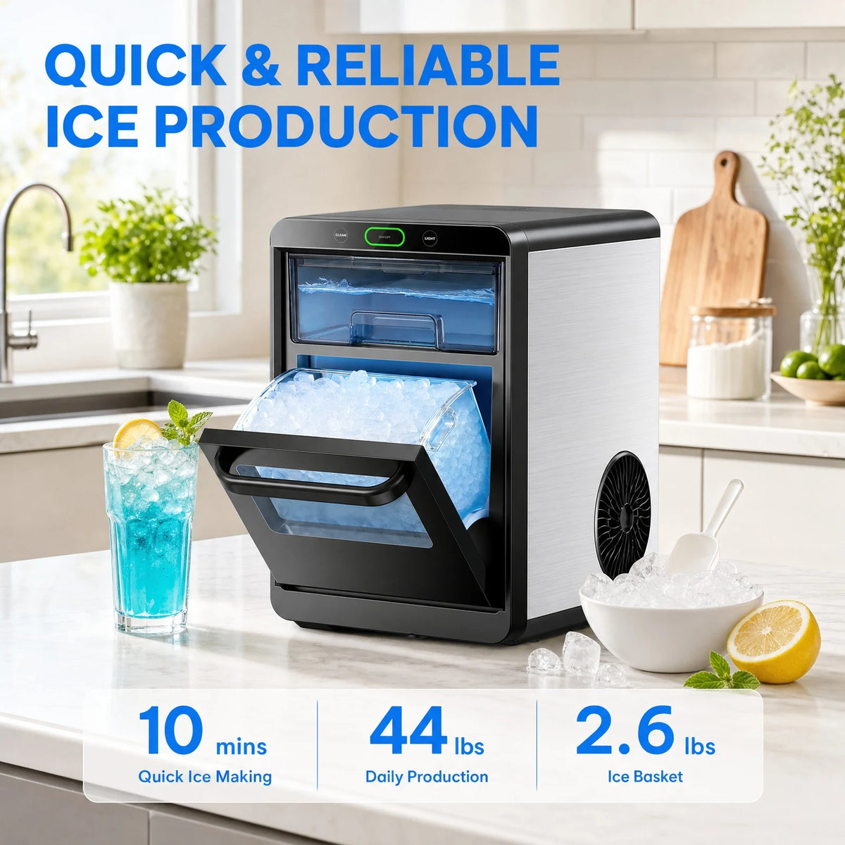 Nugget Ice Maker Countertop - Smart Pebble Ice
