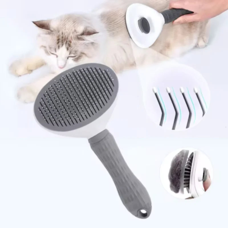 Automatic One-Click Pet Hair Removal Comb Slicker Brush
