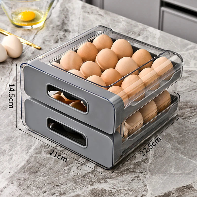 2-Layer Stackable Refrigerator Egg Organizer Clear Plastic Egg