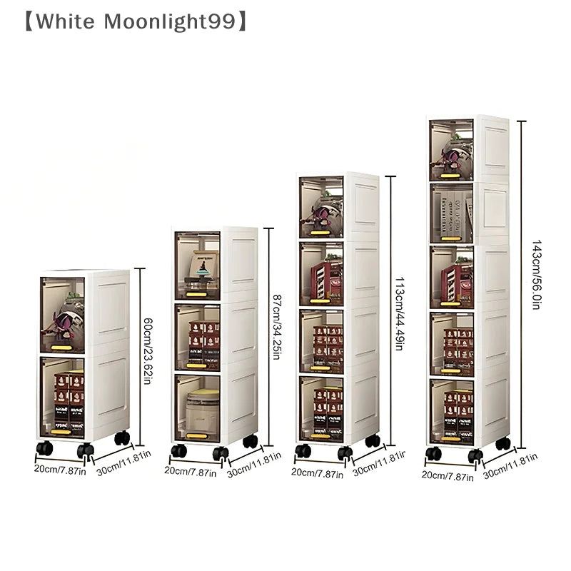 White Foldable Storage Cabinet Bathroom Organizer Slim Cabinet
