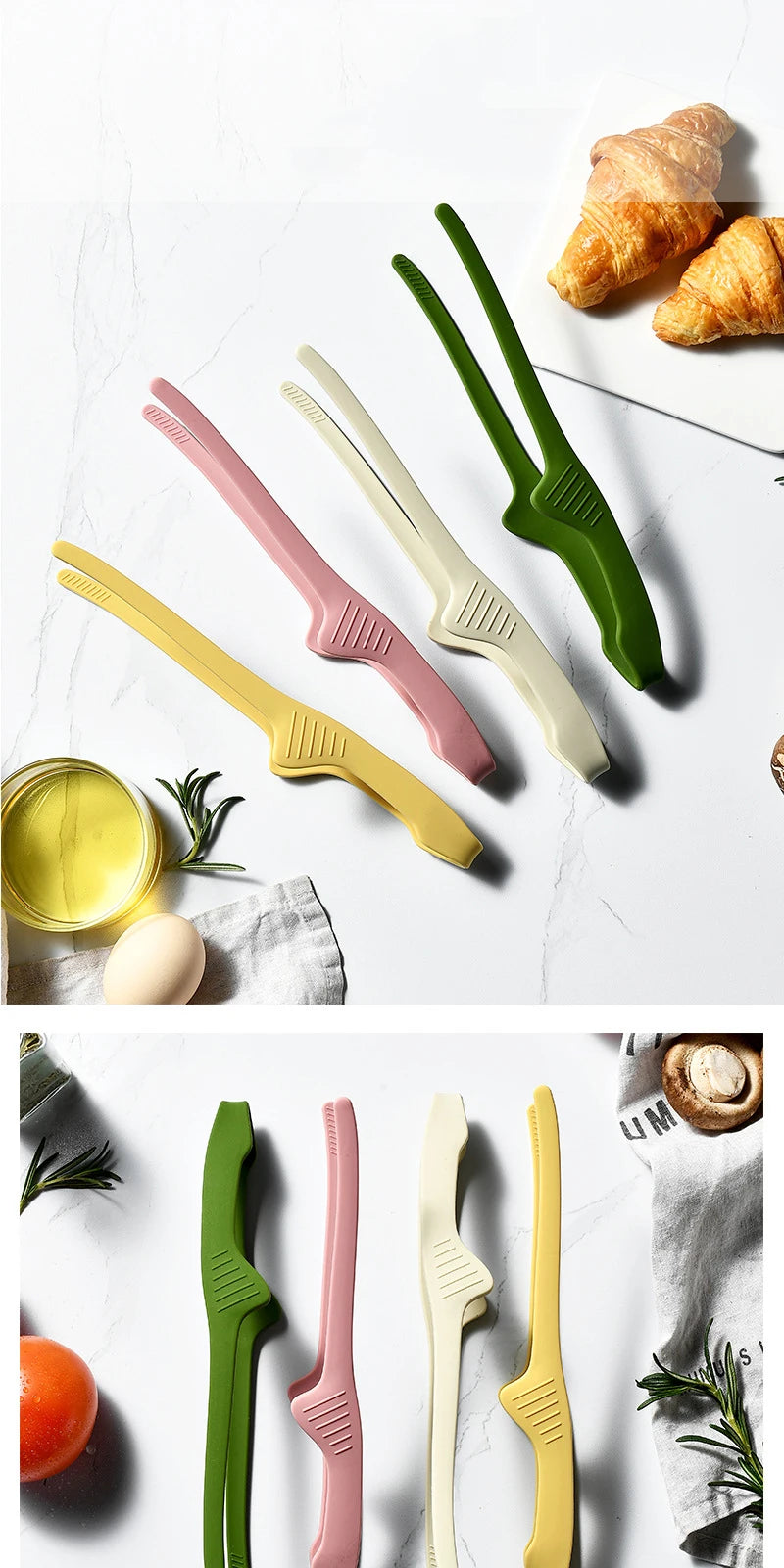 1/4pcs Food Tongs Bbq Tweezer Clip Silicone Picnic