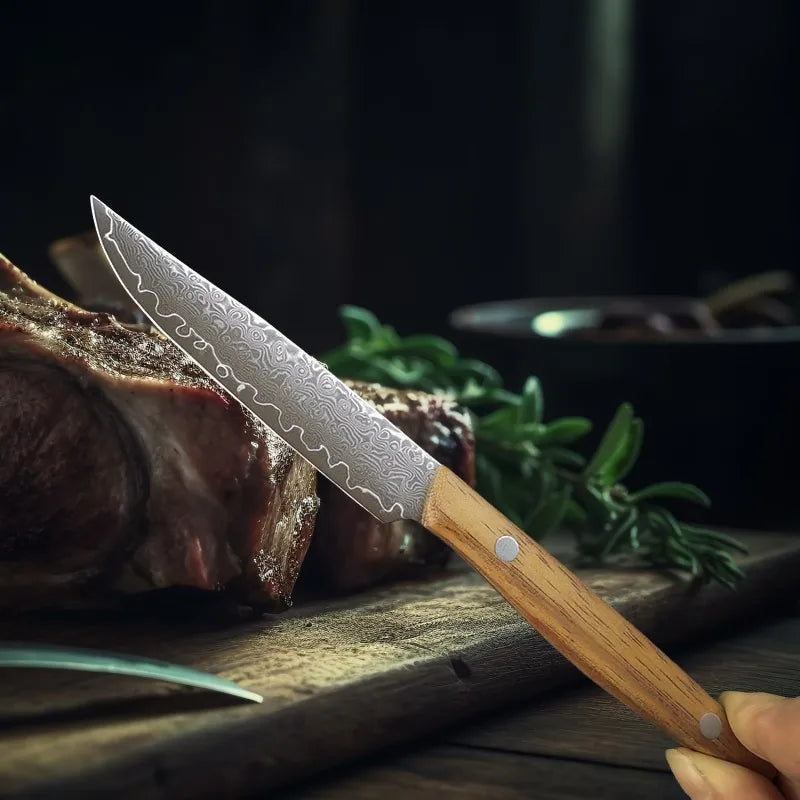 Inch Steak Knife Cover Damascus Steel Blade Sharp