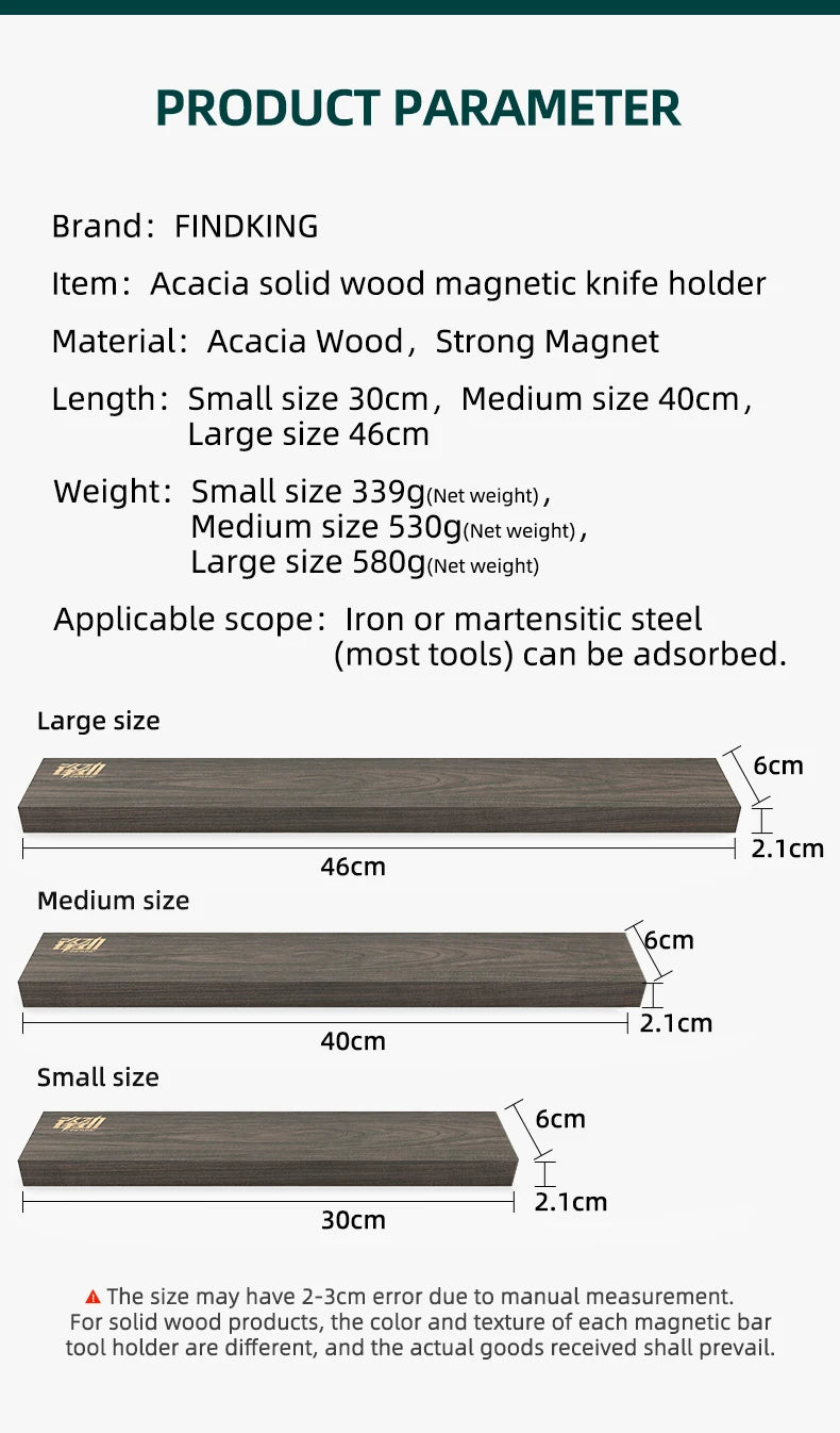 Powerful Wooden Strip Magnetic Knife Holder Wall Mount