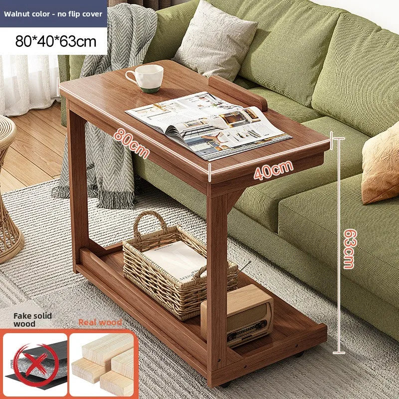 Mobile Solid Wood Coffee Table Living Room Storage