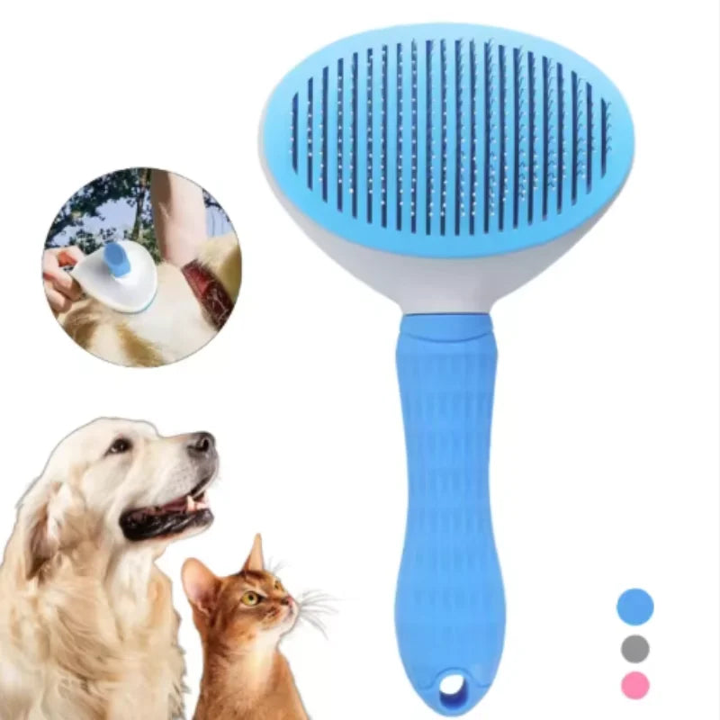 Automatic One-Click Pet Hair Removal Comb Slicker Brush