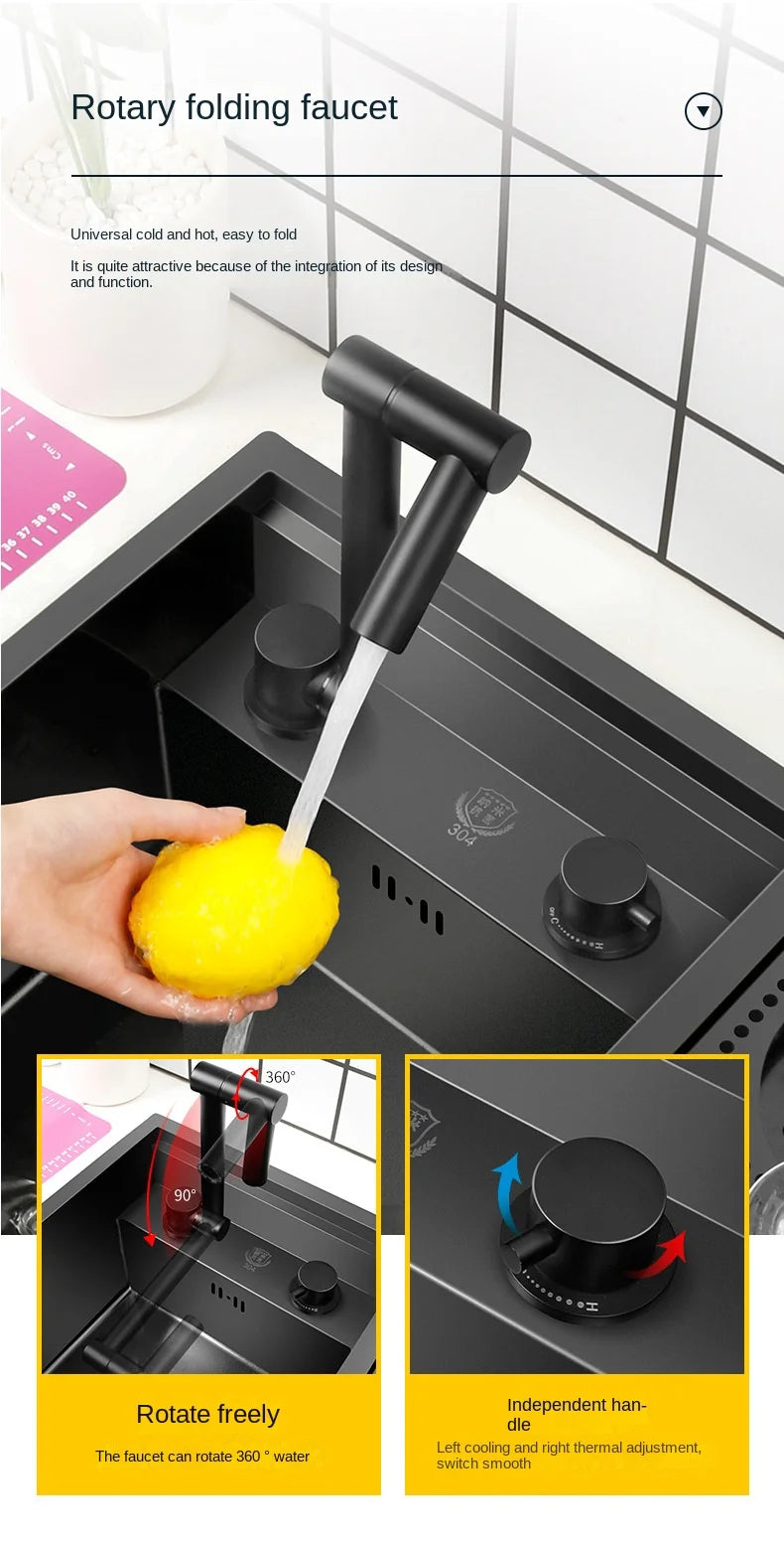 55cmx45cm Sink Nano 304 Stainless Steel Vegetable Wash