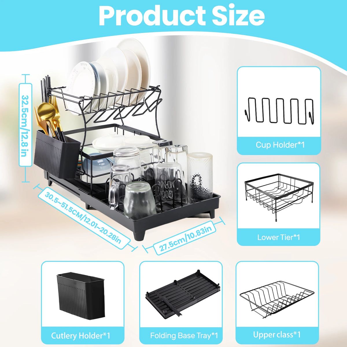 Tier Dish Drainer Rack - Dish Rack Utensil
