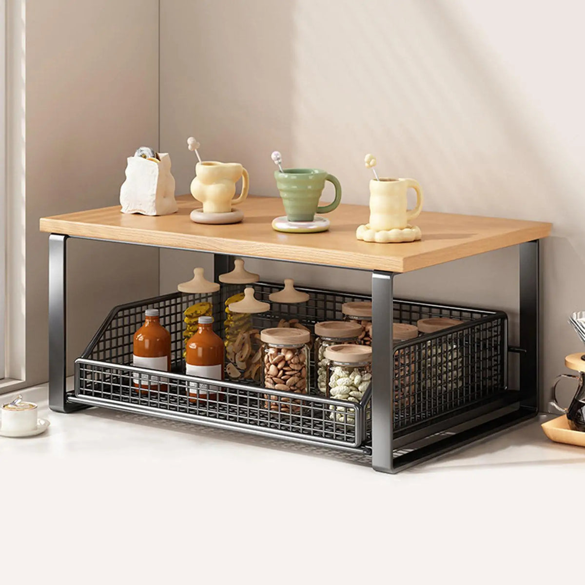 Desktop Storage Rack Double Layer Organization Shelf Counter