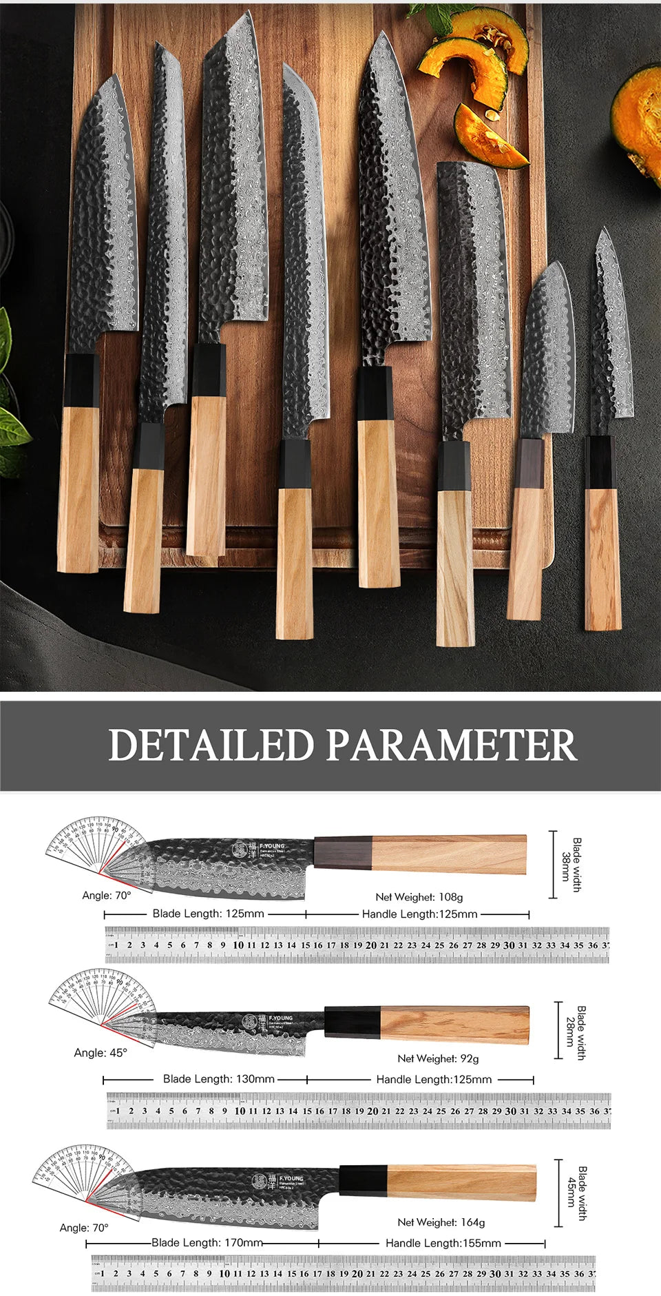 Young Damascus Steel Knives Japanese Hand Forged Chef