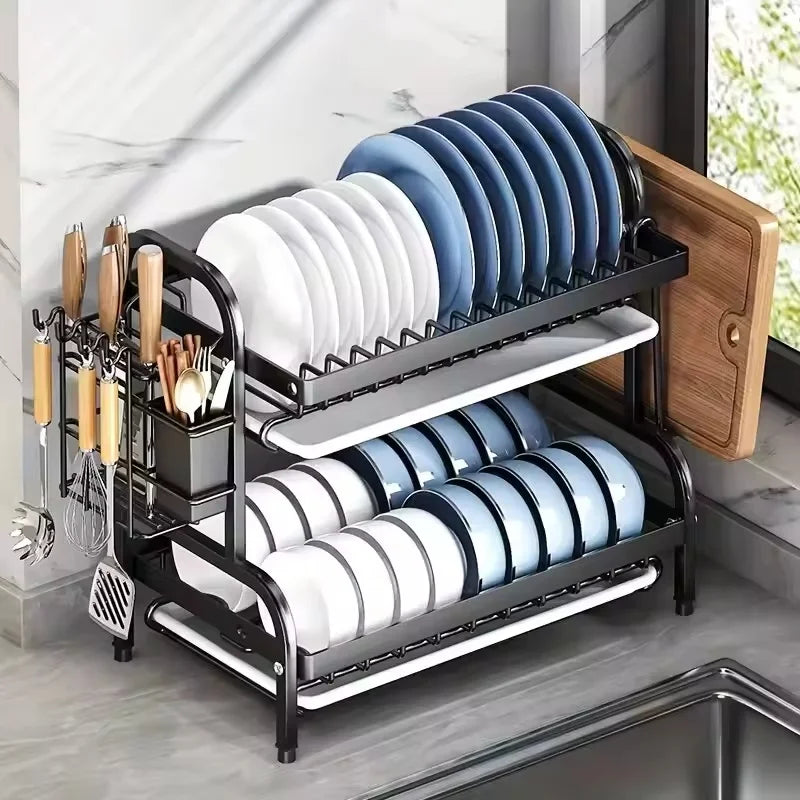 Dish Drying Rack 3-Tier Compact Dish Rack Drainboard