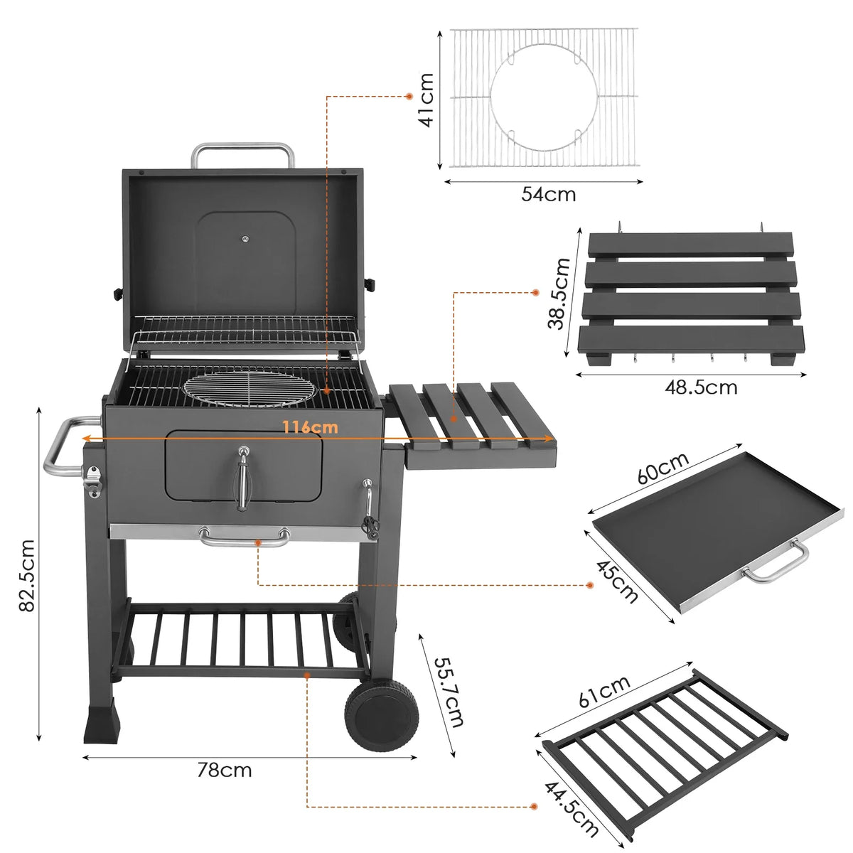 10 People Bbq Camping Charcoal Barbecue Stove Wheels