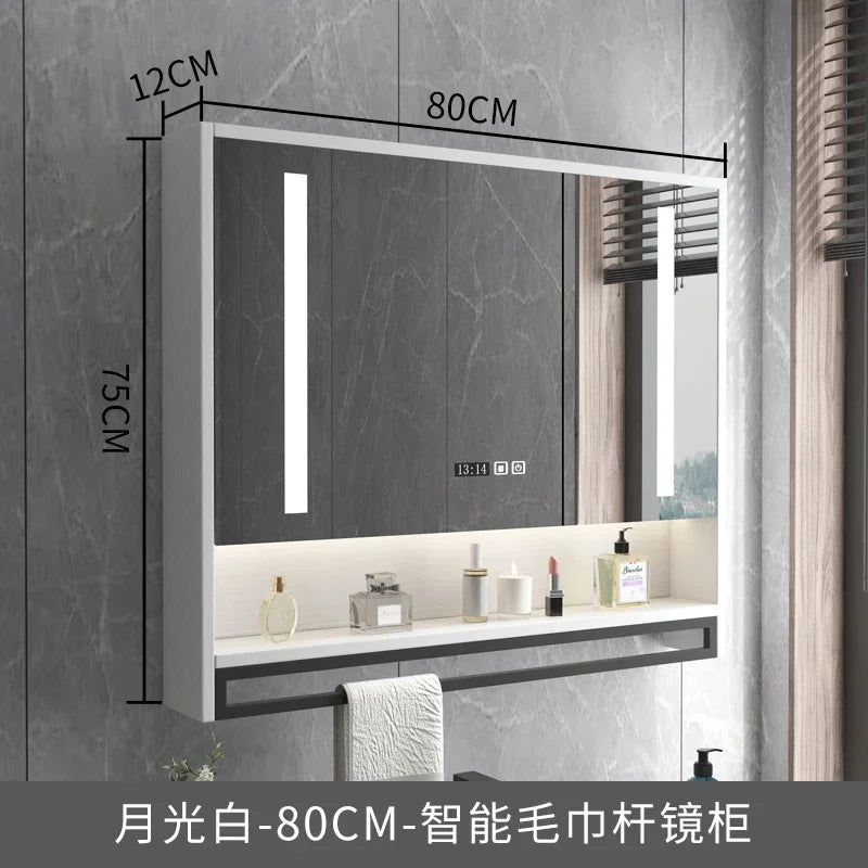 Smart Bathroom Mirror Cabinets Wall-Mounted Backlight Anti-Fog