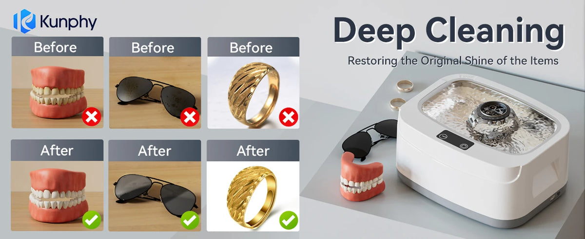 Kunphy Ultrasonic Machine 40khz Jewelry Cleaner Ultrasonic Bath