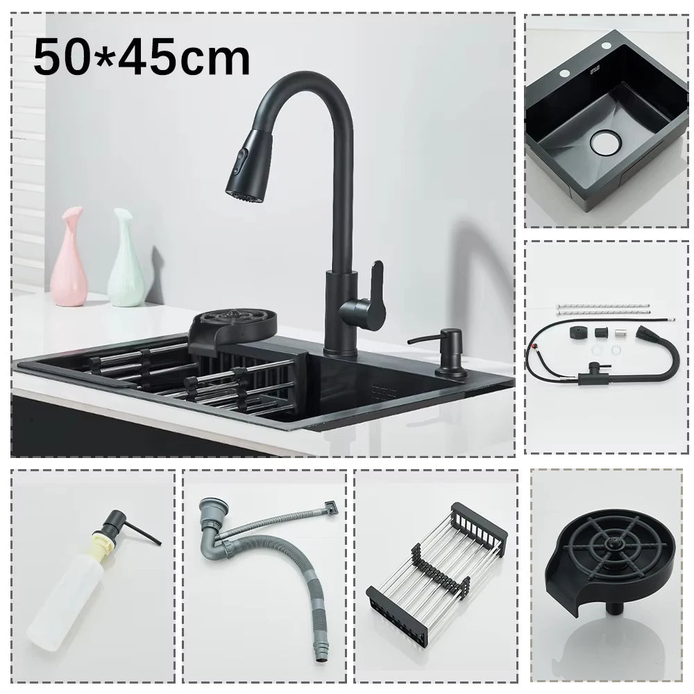 Stainless Steel Sink Large Integrated Faucet Sink Dish