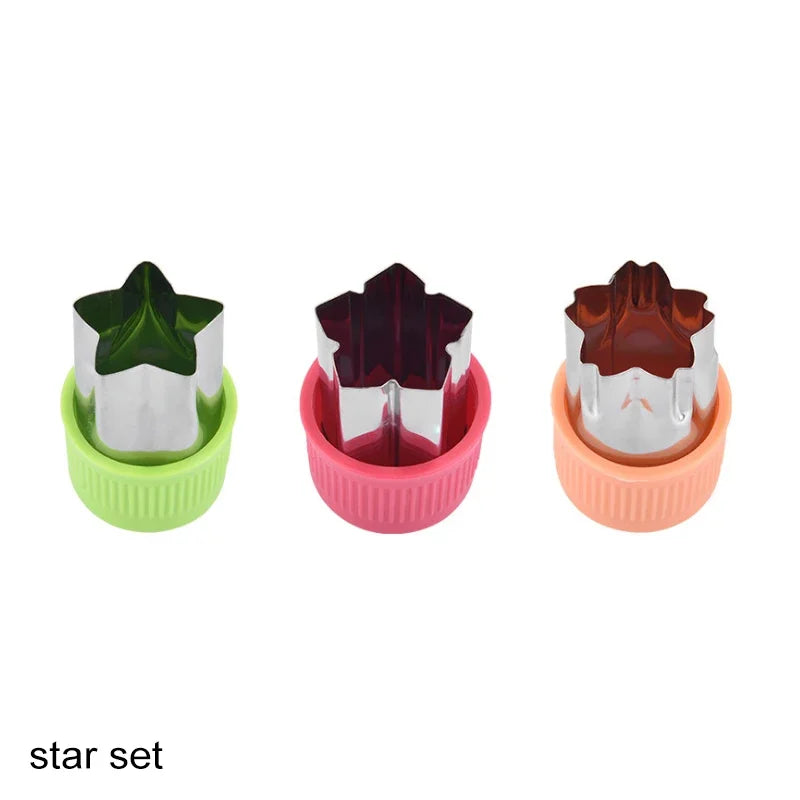 3/12pcs Star Heart Shape Vegetables Cutter Plastic Handle