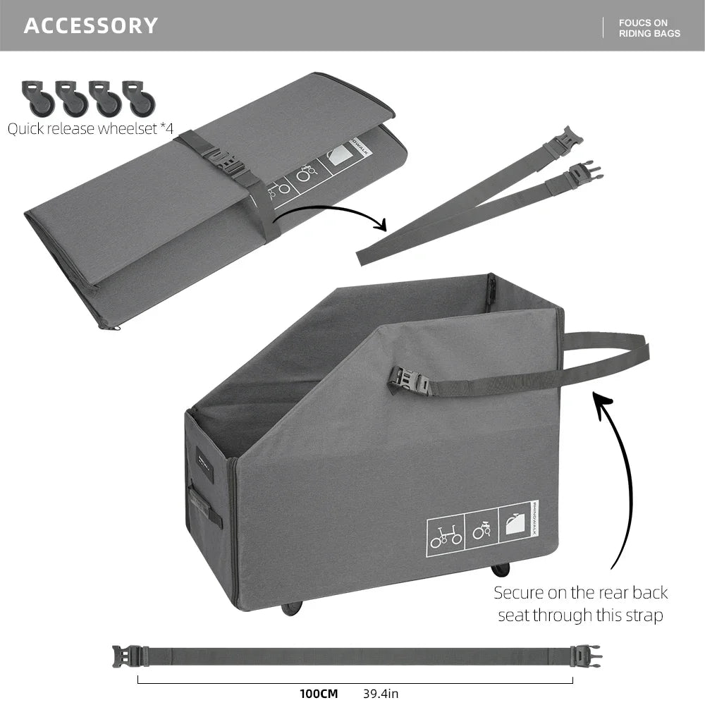 Rhinowalk Folding Bike Storage Box Quick Release Wheel