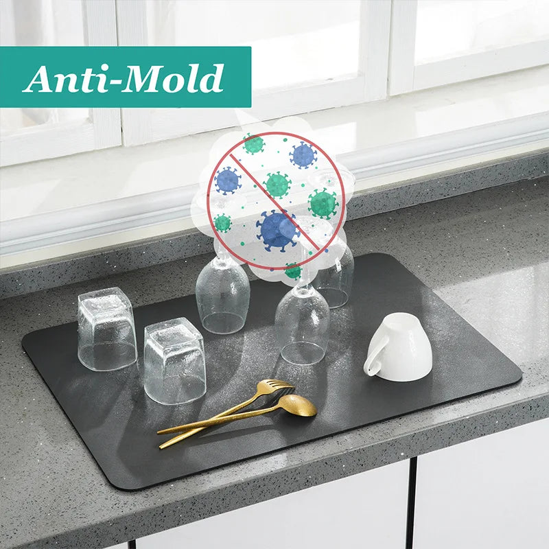 Drain Pad Rubber Dish Drying Mat Super Absorbent