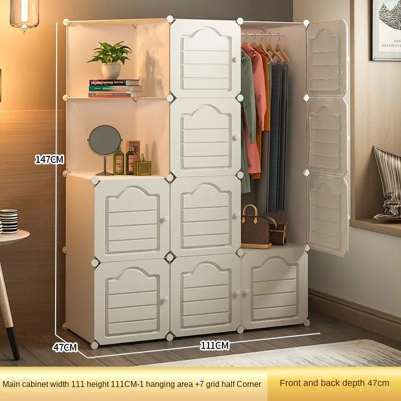 Bedroom Dustproof Clothes Cabinets Plastic Collapsible Durable