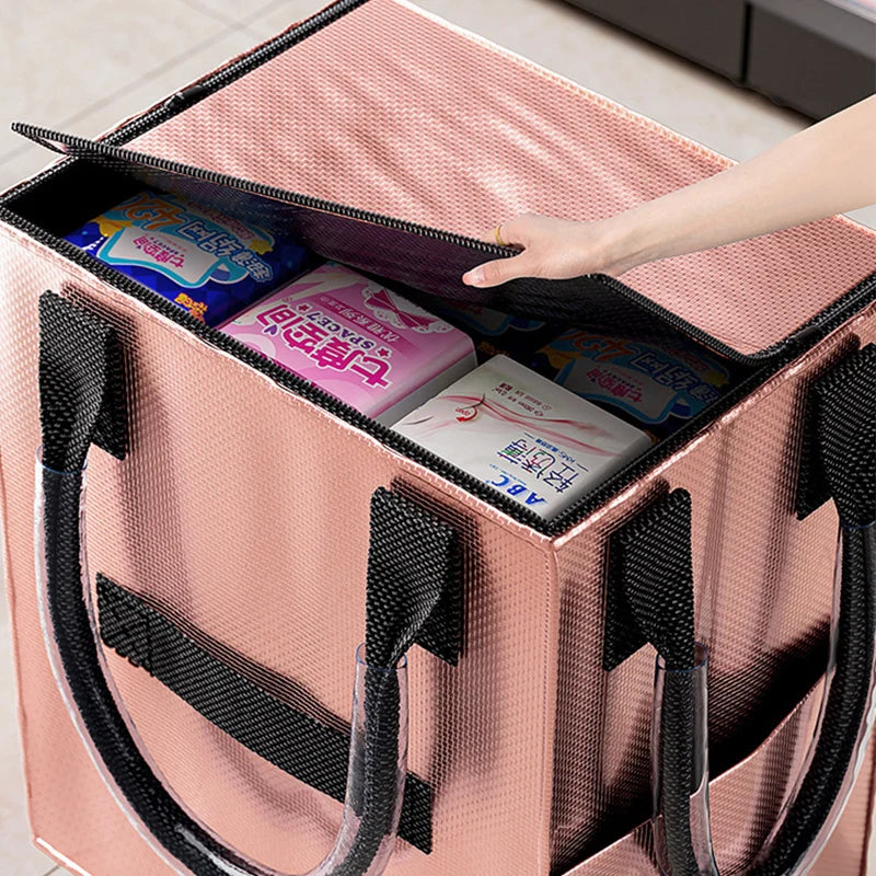 Reusable Grocery Shopping Bag Wheels Foldable Handheld Storage
