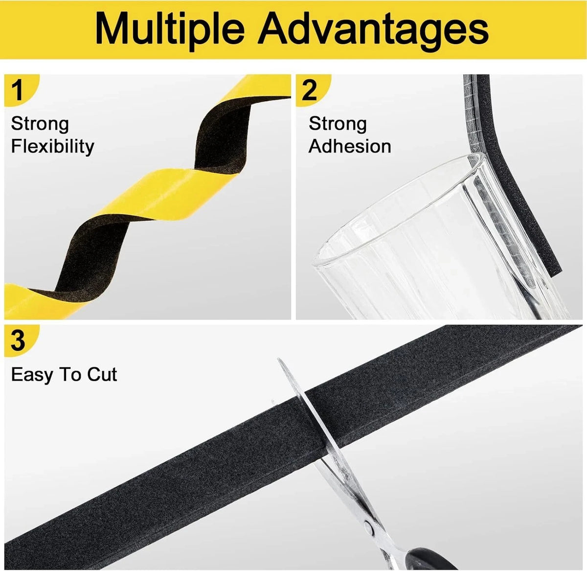 Epdm Self Adhesive Sponge Seal Strip Rubber Black