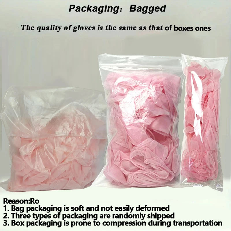 100/50/20pcs Light Pink Disposable Nitrile Gloves Waterproof