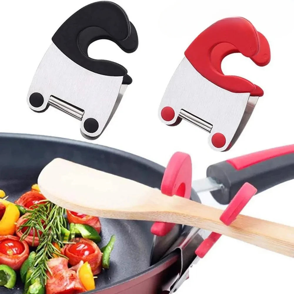 Anti-Scald Silicone Grip Pot Clip Holder Spoon Stainless