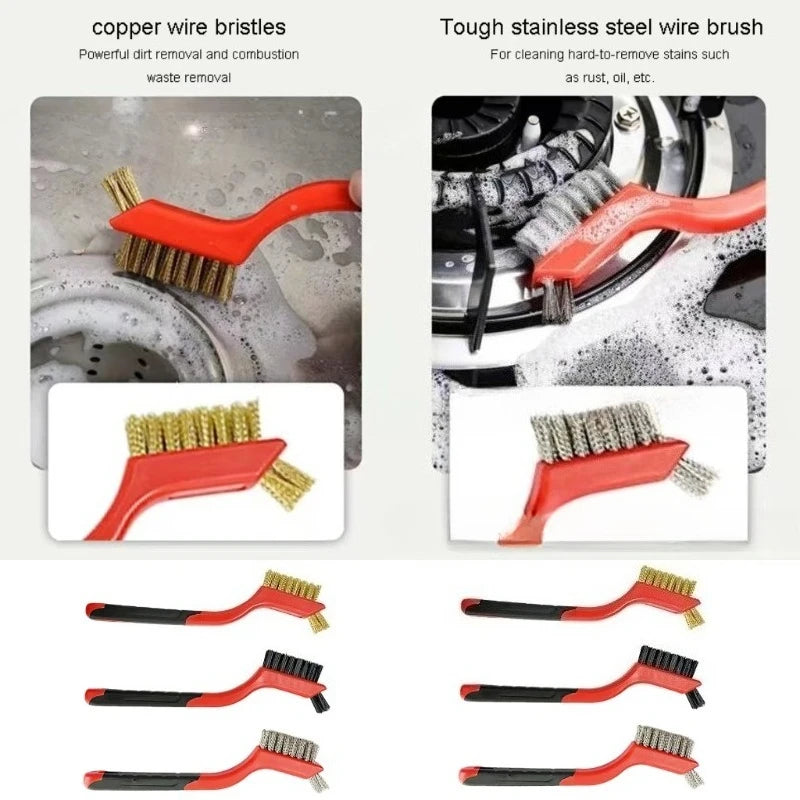 Wire Brush Nylon/Brass/Stainless Steel Bristles Curved Handle