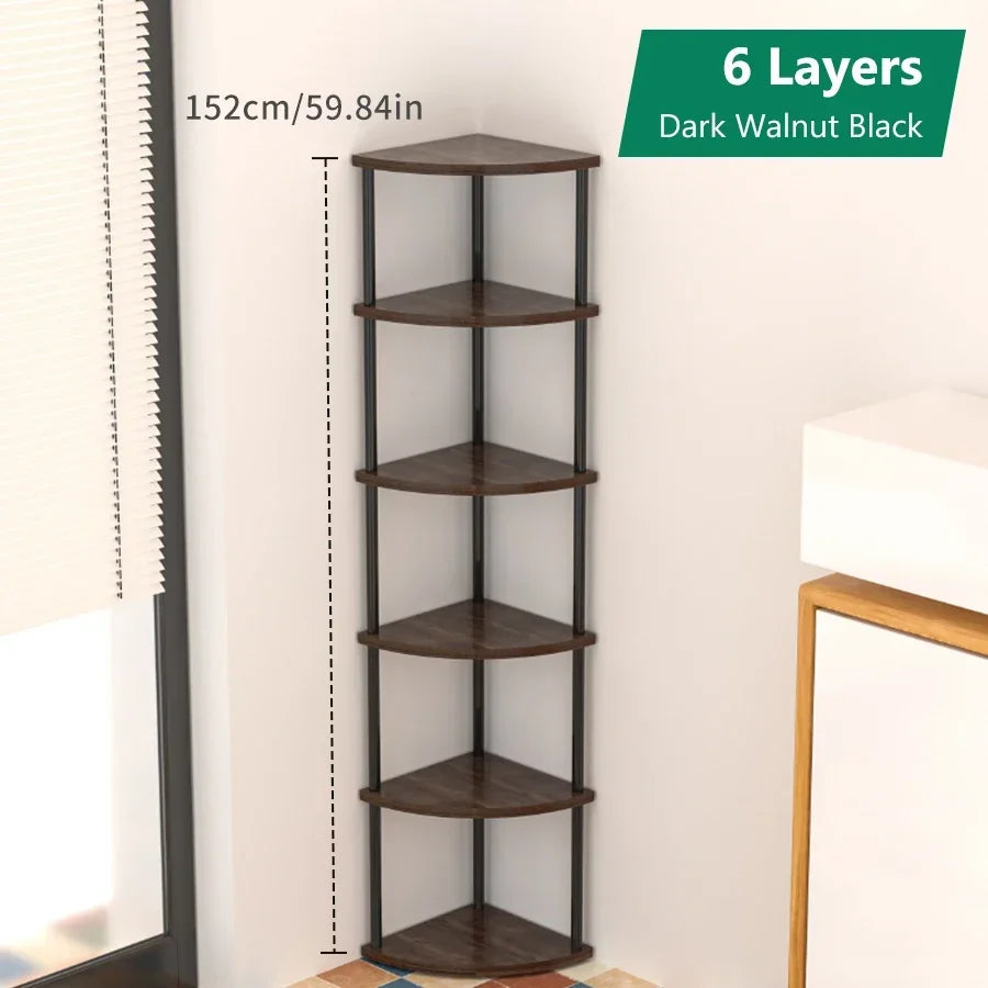 Multi-Layer Storage Rack Wall Corner Shelf Living