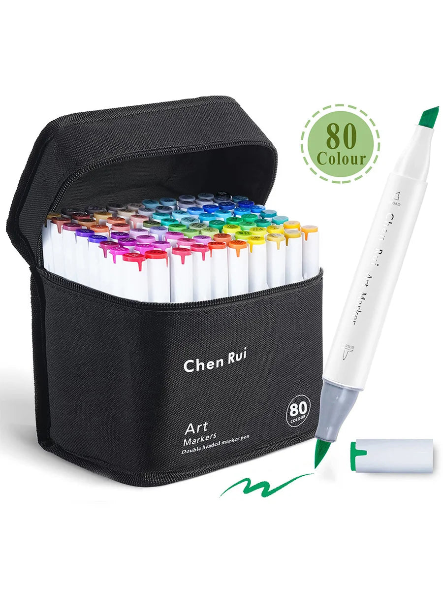 48-180 Colors Dual Tip Brush & Chisel Permanent