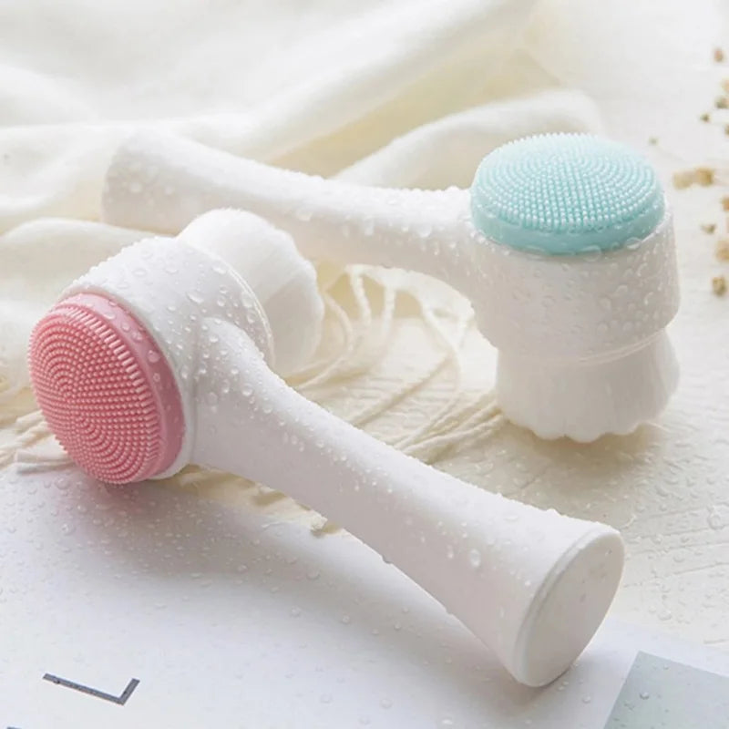 3d Double Silicone Facial Cleansing Brush Massage Facial