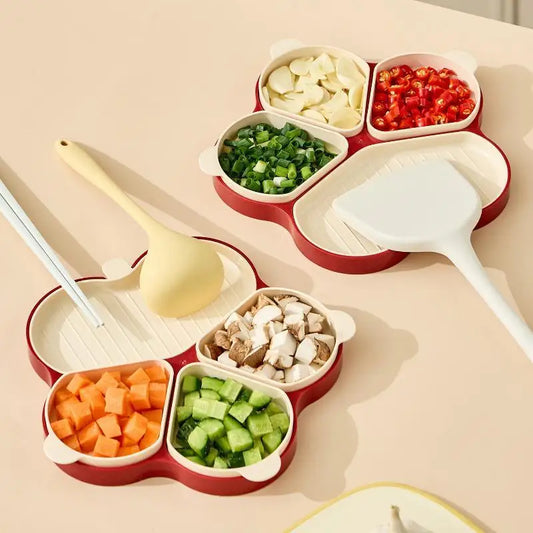 Multi Compartment Food Prep Tray Detachable Dividers Utensil