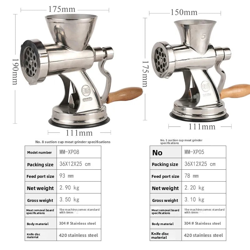 Meat Grinder Hand Crank Meat Mincer Stainless Steel