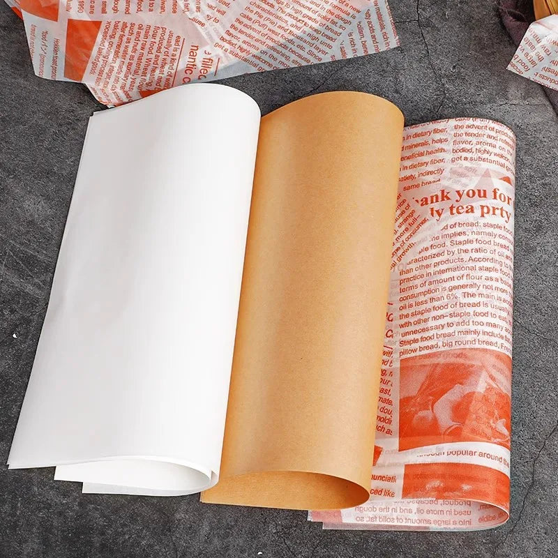25/50pcs Oilpaper Wrapping Paper Bread Sandwich Burger Fries