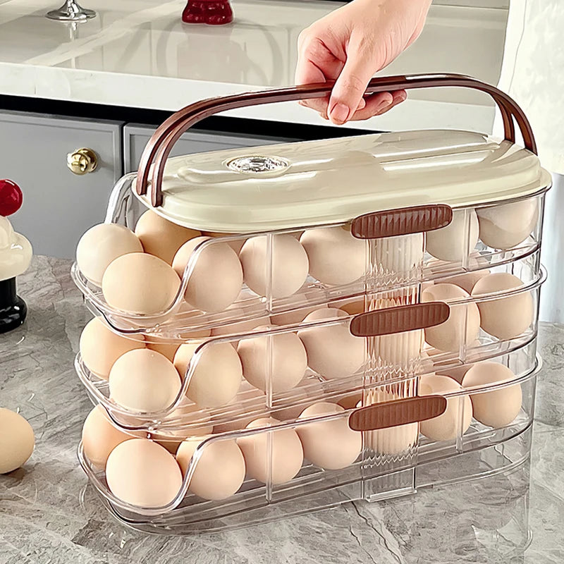 Auto Rolling Egg Holder Refrigerator Stackable Egg Storage