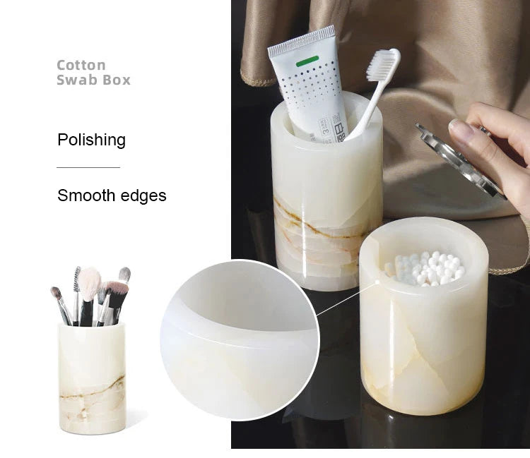White Onyx Natural Marble Bathroom Luxury Soap Dispenser