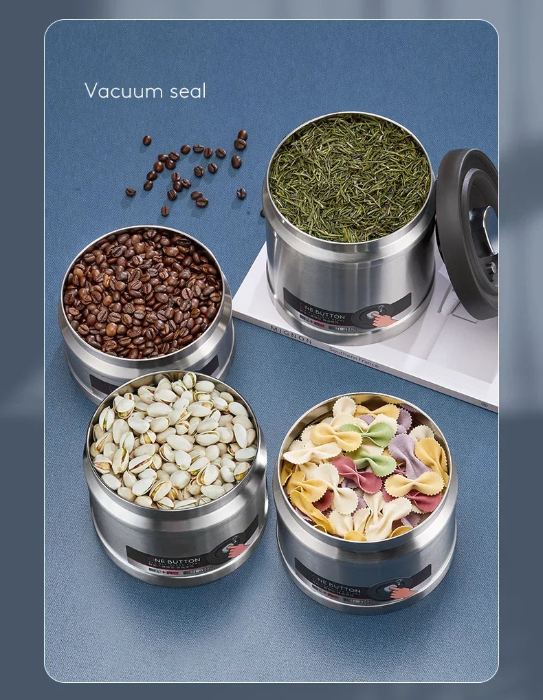Vacuum Sealed Jug Coffee Beans Stainless Steel Airtight