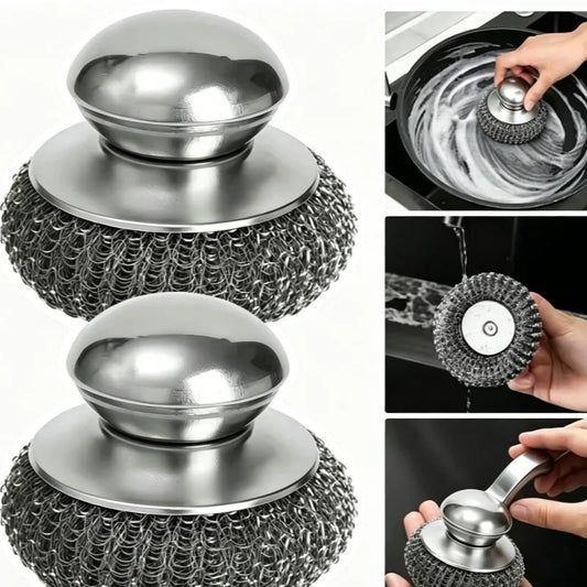 Stainless Steel Pot Brush Handle Robust Metal Ball