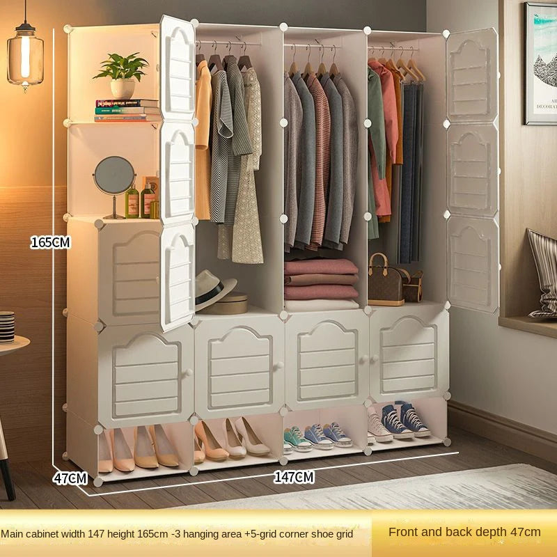 Bedroom Dustproof Clothes Cabinets Plastic Collapsible Durable