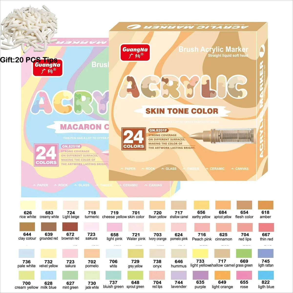 Guangna 12-360 Colors Acrylic Paint Pens Pencil Brush
