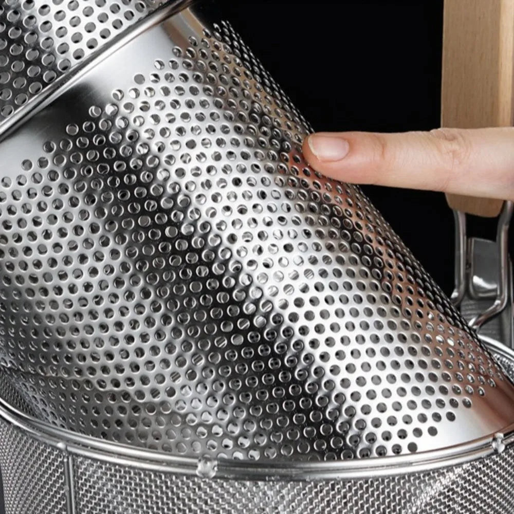 Durable Thickened Stainless Steel Funnel Wooden Handle Pasta
