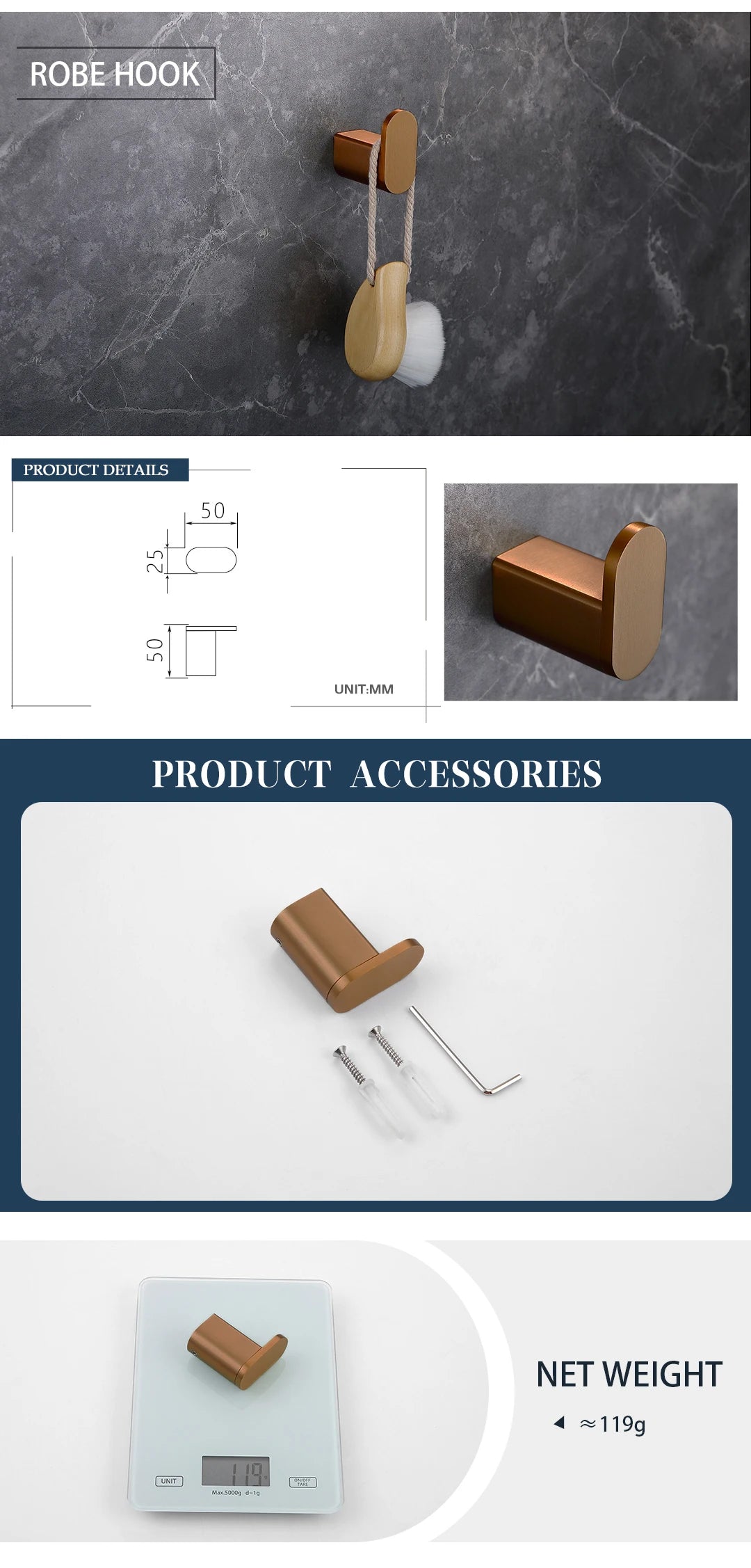 Brushed Rose Gold Storage Rack Towel Bar Tissue