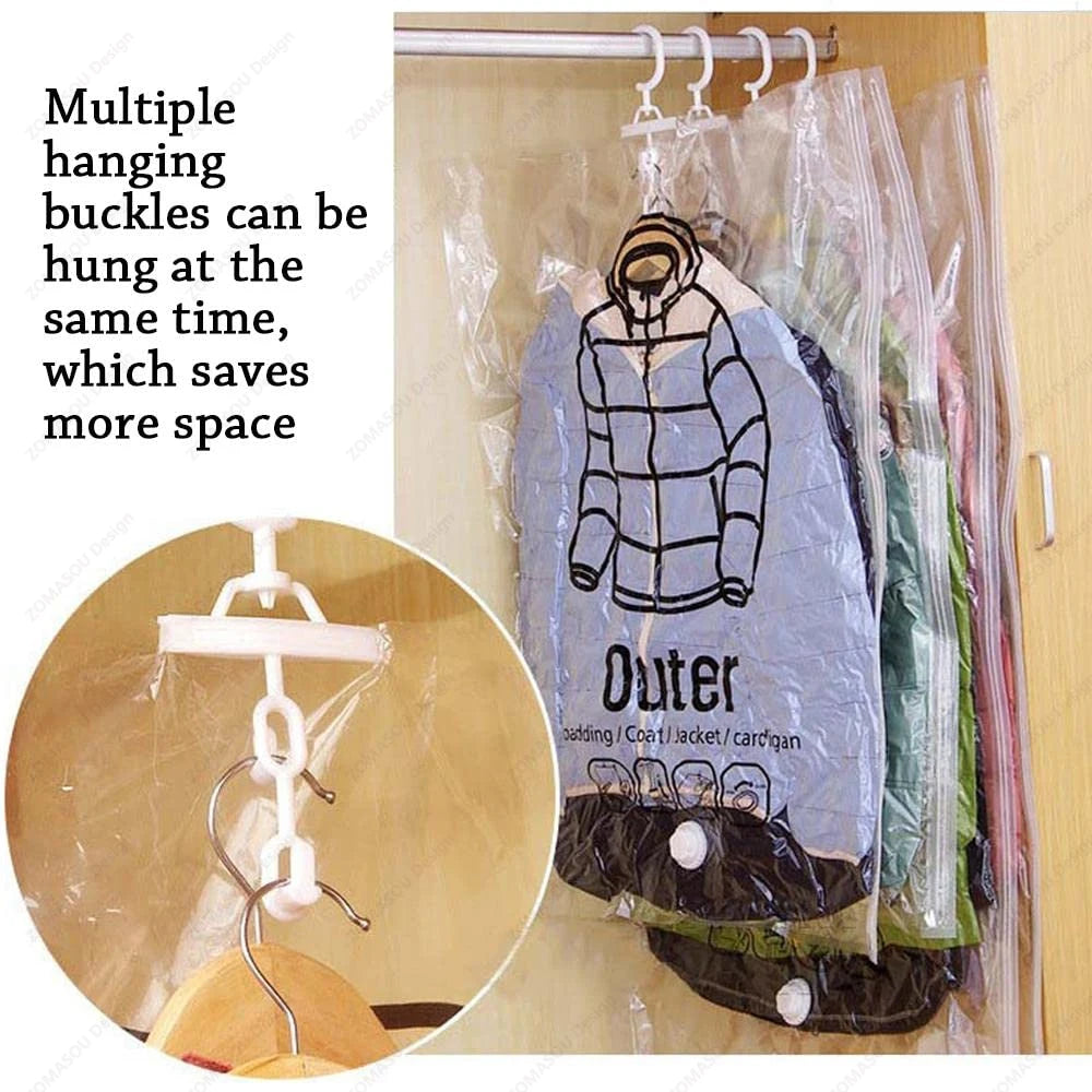 1-10pcs Hanging Vacuum Storage Bag Reusable Space Saver