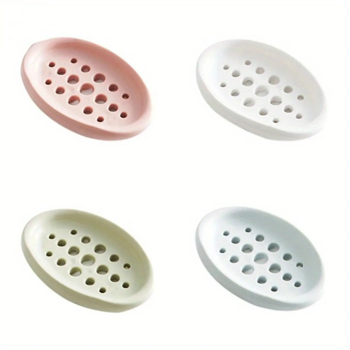 Oval Silicone Soap Dish Self Draining Bathroom Storage