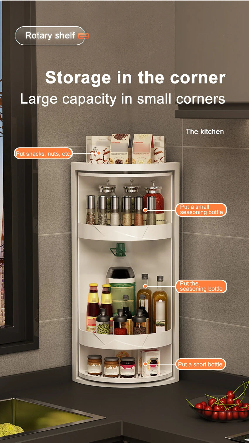 Rotatable Layered Adjustable Shelf Bottle Holder Condiment